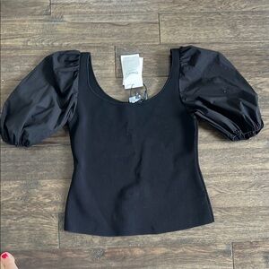 Theory Black Puff Sleeve Blouse Medium NWT